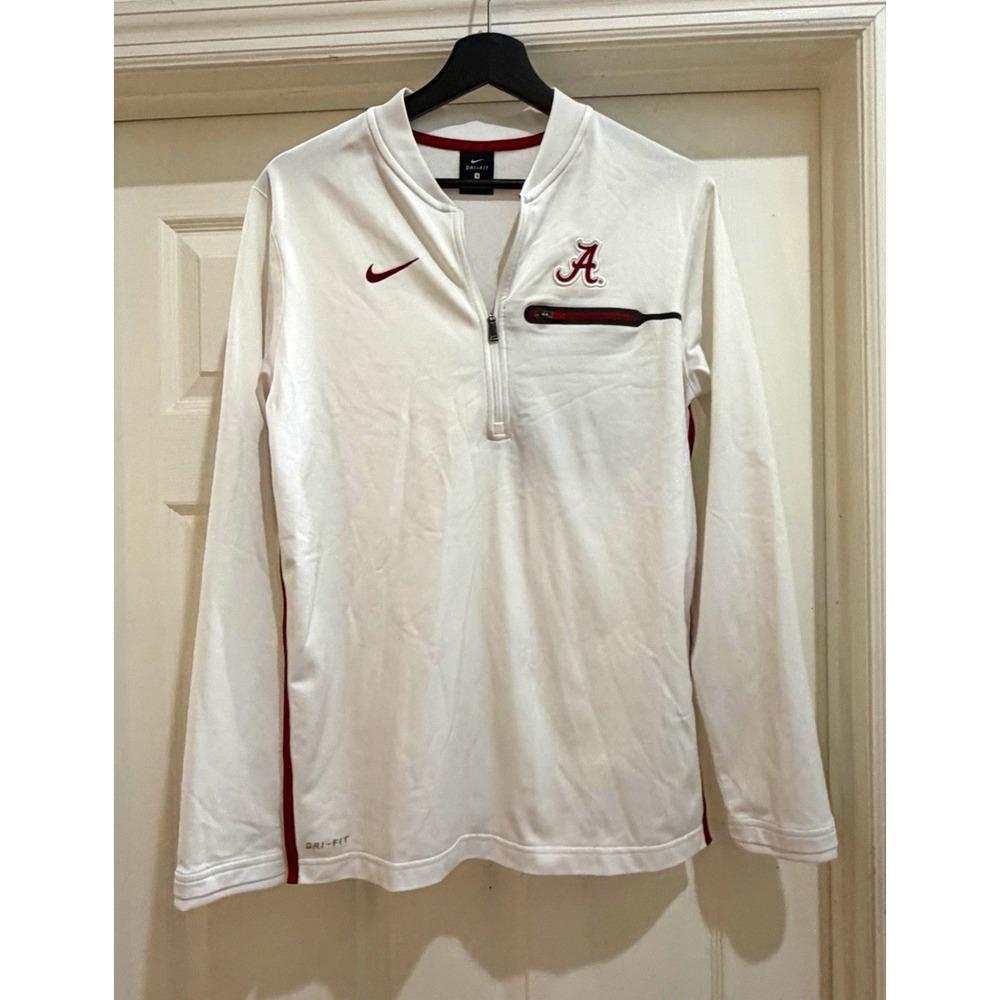 Nike Dri-FIT Alabama Crimson Tide Men's White 1/4 Zip Pullover Long Sleeve Small